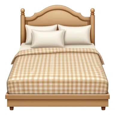 queen bed with beige gingham sheets sticker