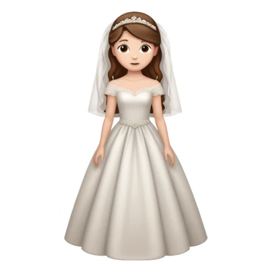 Chica blanca, ojos marrones,vestida novia, cuerpo entero, pelo castaño largo y recogido sticker