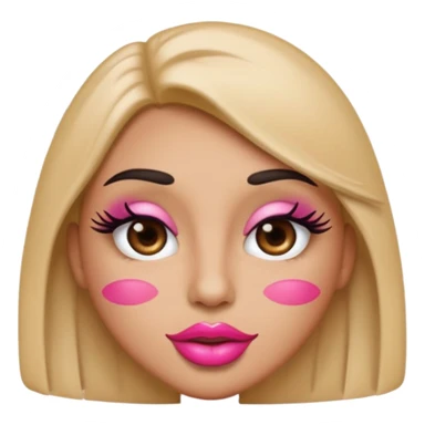 Standard emoji with pink pout lips and thick eyelashes sticker