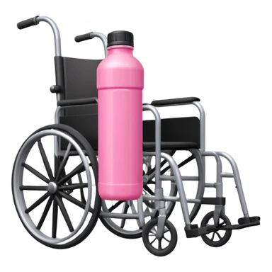 Pink water bottle sitting on a wheelchair with cars in the background  sticker