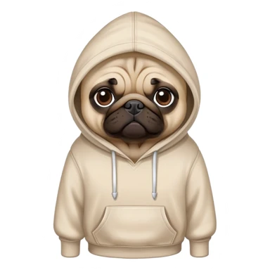 pug dog wearing a hoodie, pug life sticker
