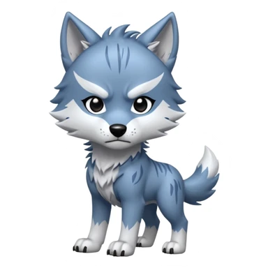 Toony Chibi bluish-silvery Cool Edgy Scarred Badass Ginga Nagareboshi Gin/Silver Fang the wolf (full body) (feral) (4 legs) (canine) with 3 slash marking scars on his forehead  sticker