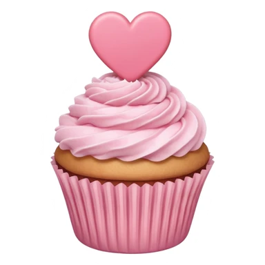 pastel pink cupcake with a heart-shaped topper sticker