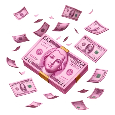 pink money flying  sticker