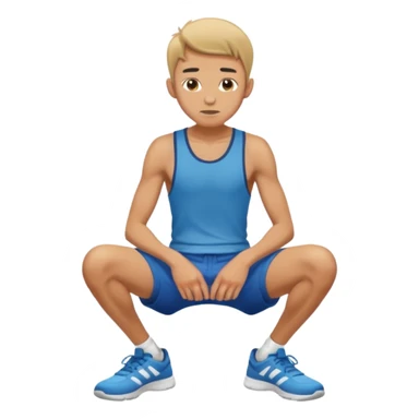 A skinny man squatting with his hands on his knees sticker