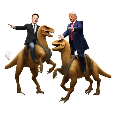 elon musk and trump jousting on dinosaurs  sticker