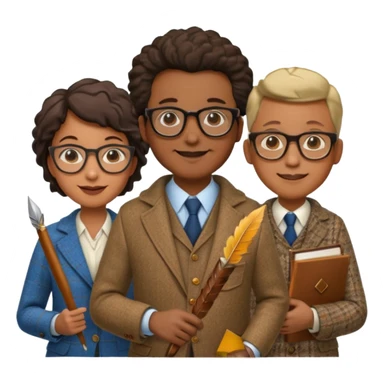 A giant quill and three professors sticker