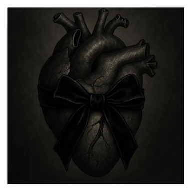 realistic gothic heart with a black velvet ribbon sticker