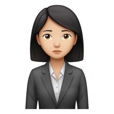 sad asian women office worker sticker