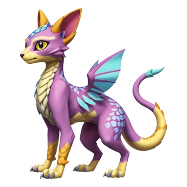 Colorful Meloetta-Spyro-Sphynx-Lykoi-Sergal-Renamon-Wargreymon-Pokémon-Digimon-Fakémon-fusion-hybrid-creature sticker
