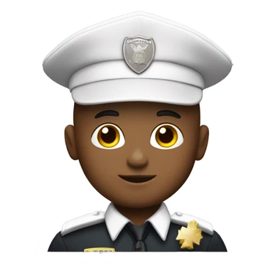 A White Police man bald with cap with Big ANGEL WINGS sticker