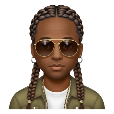 Travis Scott emoji with signature braids and stylish look sticker