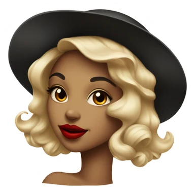 beautiful vintage girl in a hat black with red lipstick sticker