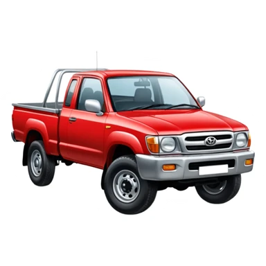 Red 1999 hilux with a full steel tray sticker