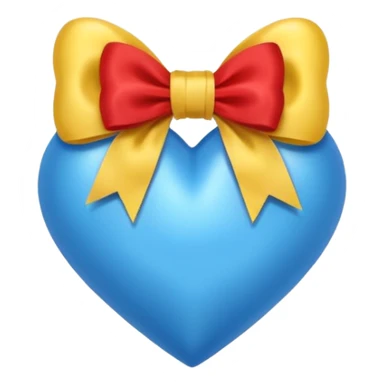Blue heart and yellow heart and a bow sticker