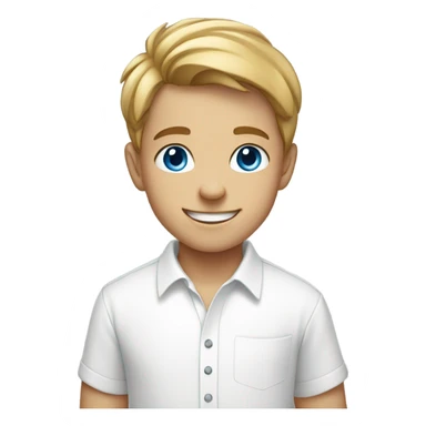 smiling boy with blue eyes in white shirt sticker