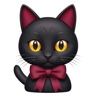 Black cat with burgundy 🎀 sticker