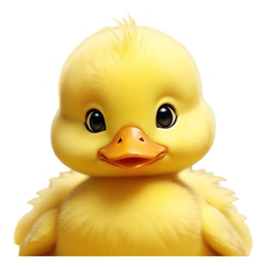Cinematic Cute Yellow Baby Duck Portrait Emoji, Head tilted playfully and inquisitively, featuring a fluffy, vibrant yellow downy coat with a tiny delicate beak, round, sparkling eyes filled with curiosity, Simplified yet irresistibly adorable features, highly detailed, glowing with a warm, friendly glow, high shine, affectionate and spirited, stylized with a touch of playful whimsy, bright and endearing, soft glowing outline, capturing the essence of a mischievous yet loving duckling, so playful it feels like it could peep out of the screen and into your arms! sticker