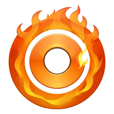 A minimalist CD disc with a subtle fire design, orange flames, with a circle in the middle and a hole in the center sticker