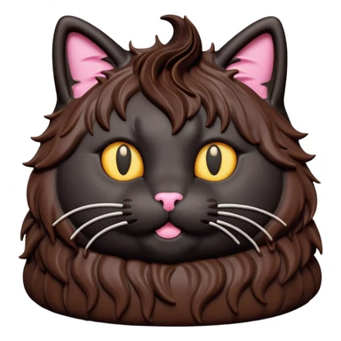 Fluffy all black long haired cat cake sticker