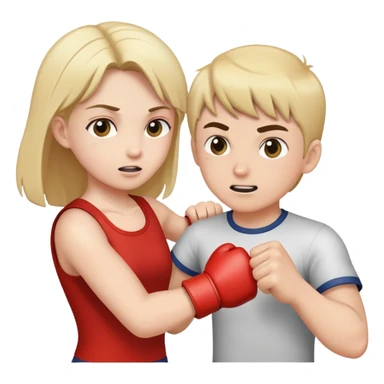 girl punching boy  sticker