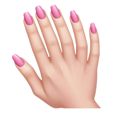  pink close-up of a hand with beautifully manicured nails, glossy pink nail polish, elegant nail shape, soft lighting and shadows, realistic style, sticker