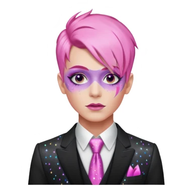 pink hair drag king fabulous makeup with glitter sticker