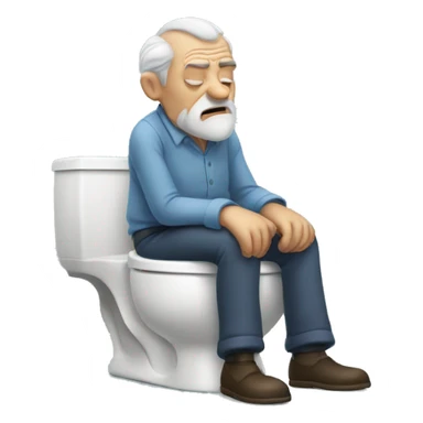 sleepy old man sitting on the toilet  sticker