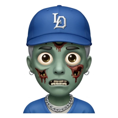 Zombie cerrando un ojo con gorra de los Dodgers y cadena de plata  sticker