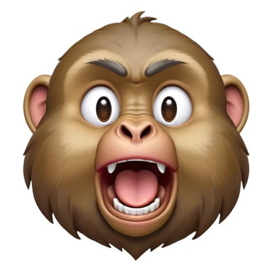 Cinematic Realistic Cute Yawning Baboon Portrait Emoji, Head tilted slightly with a dramatic, wide-open yawn, showcasing a soft, textured face with gently drooping features and half-closed, drowsy eyes, rendered with lifelike natural detail and warm shadows, high shine, relaxed yet expressive, styled with a dash of wild charm, soft glowing outline, capturing the essence of a sleepy yet affectionate baboon that appears ready to stretch out for a hearty nap! sticker