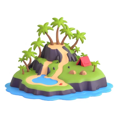 small deserted island with treasure chest sticker