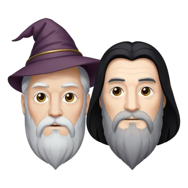 Dumbledore wizard with long white beard and Snape with black hair together sticker