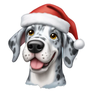 Blue Merle Great dane wearing Santa hat sticker