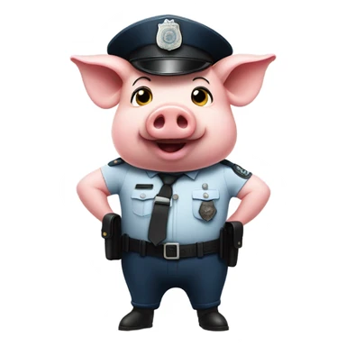 Pig in police hat holding up a middle finger sticker