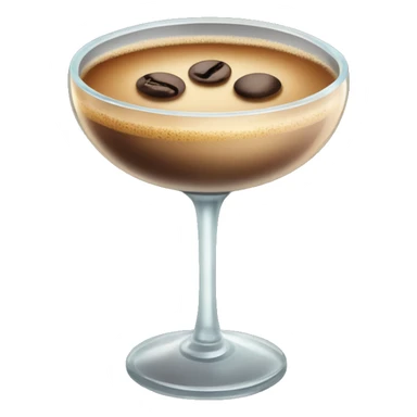 Cute espresso martini in oval vintage glass with coffee beans on top sticker