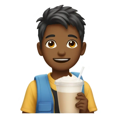 Boy with milk tea  sticker