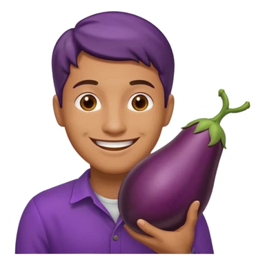 Man and eggplant sticker