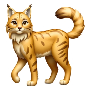 Cinematic-Lynx-Realistic-Full-Body-Standing-Emoji – Tail flicking slightly, head tilted dramatically, powerful yet sleek frame covered in soft golden-brown fur with faint spotting, long legs and large paws poised elegantly, simplified yet realistic focused features, highly detailed, glowing with an almost sarcastic glow. sticker