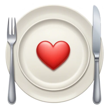plate with fork on left & knife on right with heart on plate sticker