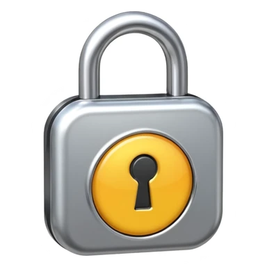Chrome silver lock emoji, iOS emoji style, smooth metallic surface, rounded edges, reflective highlights, minimalistic sticker