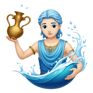 The zodiac symbol Aquarius. A mystical beautiful water bearer, pouring water into the sea from a large, intricate, and arcane vase sticker