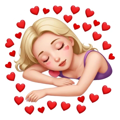 Girl passed out on the floor surrounded by hearts sticker