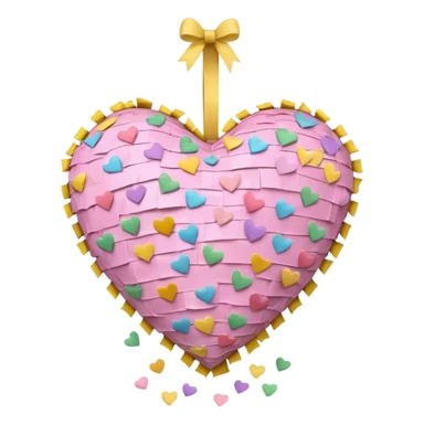 The heart is a pinata with confetti in soft pink, beige and yellow pastel light sticker