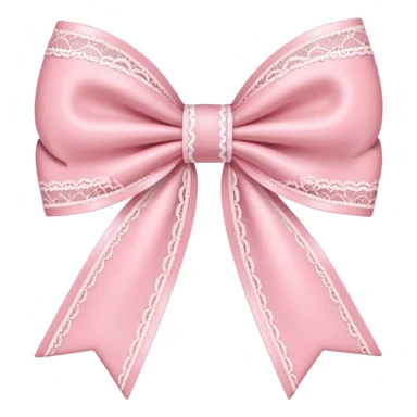 coquette style pink bow, soft and romantic, pastel pink, lace details, emoji size, no text sticker