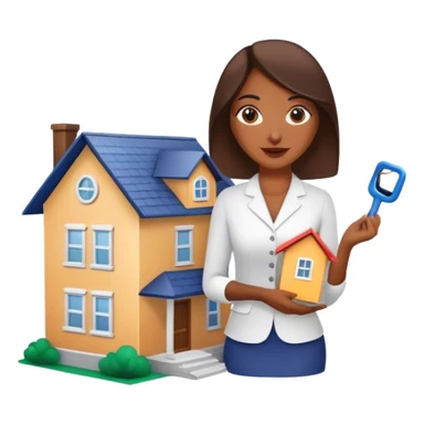 brown lady in real estate job with house sticker