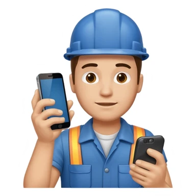 blue collar worker with smartphone sticker
