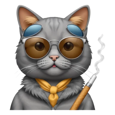 A grey cat with sunglasses that is smoking a cigarette  sticker