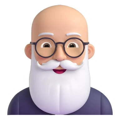 bald man with spectacles, long white beard, winking, friendly expression sticker