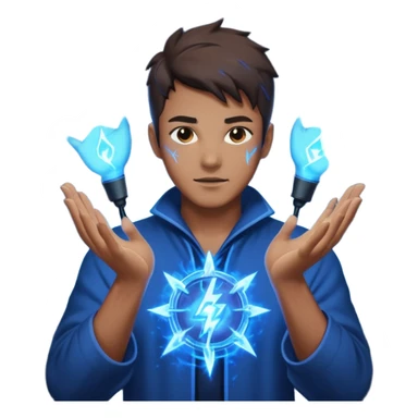 man summoning electric sticker