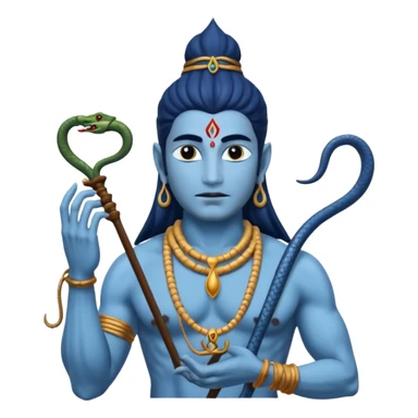 Mahadev real god  shiv not like cartoon  blue body and trishul and and had damru and nack around sanke  sticker
